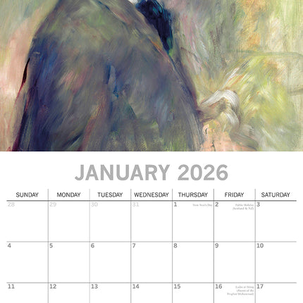 Renoir - 2026 Square Wall Calendar 16 Months Arts Photography Home Planner Gift