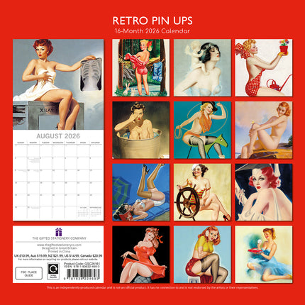 Retro Pin Ups - 2026 Square Wall Calendar 16 Month Arts Photography Planner Gift