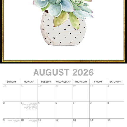 Succulents - 2026 Square Wall Calendar 16 Months Arts Photography Planner Gift