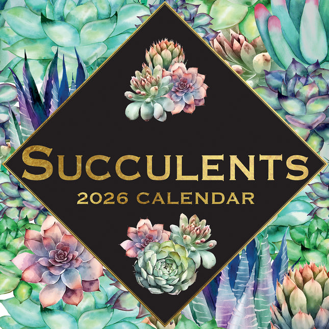 Succulents - 2026 Square Wall Calendar 16 Months Arts Photography Planner Gift