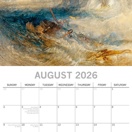 Turner - 2026 Square Wall Calendar 16 Months Arts Photography Home Planner Gift