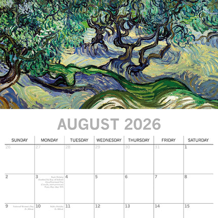 Van Gogh - 2026 Square Wall Calendar 16 Months Arts Photography Planner Gift
