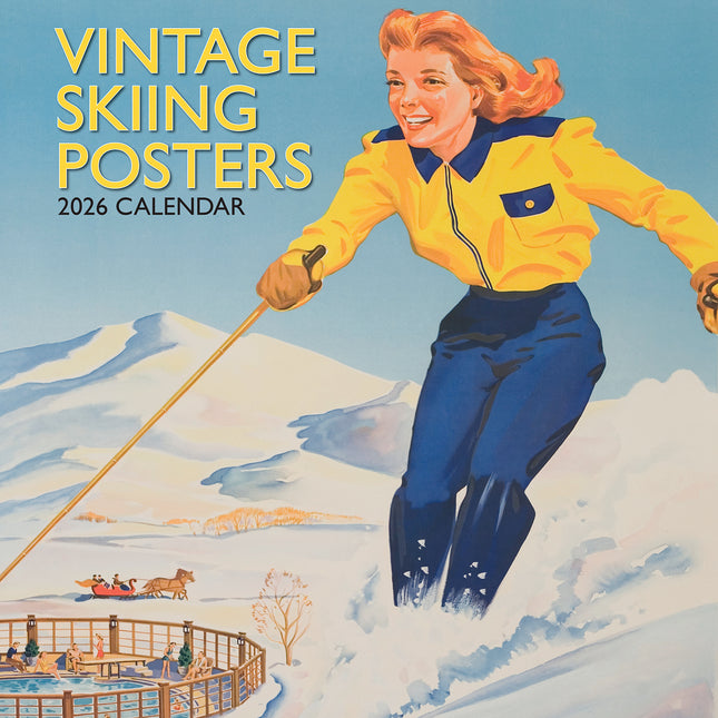 Vintage Skiing Posters 2026 Square Wall Calendar 16 Month Art Photo Planner Gift