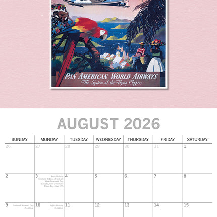 Vintage Travel Posters 2026 Square Wall Calendar 16 Month Art Photo Planner Gift