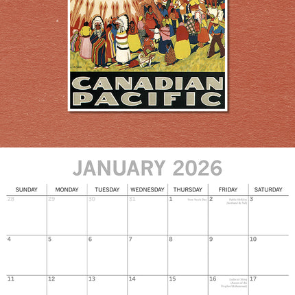 Vintage Travel Posters 2026 Square Wall Calendar 16 Month Art Photo Planner Gift