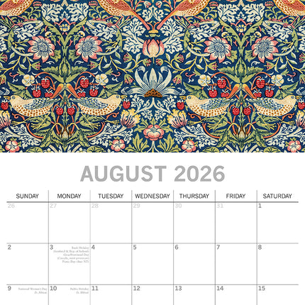 William Morris - 2026 Square Wall Calendar 16 Months Arts Photos Planner Gift