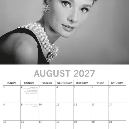 Audrey Hepburn 2027 Premium Square Wall Calendar August sample page