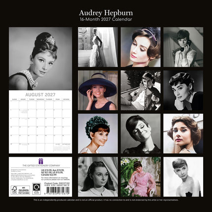 Audrey Hepburn 2027 Premium Square Wall Calendar back cover
