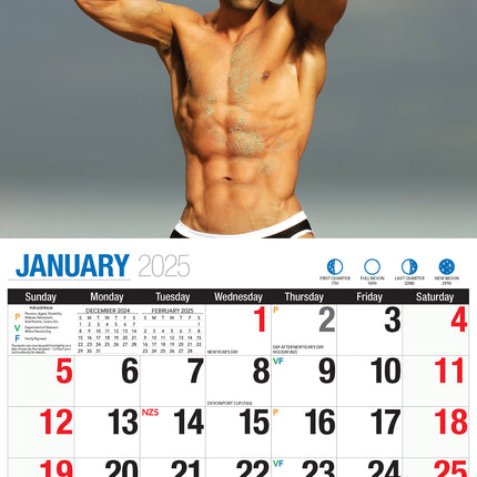 Hunks - 2025 Rectangle Wall Calendar 16 Months Planner Handsome Men Photos Gift