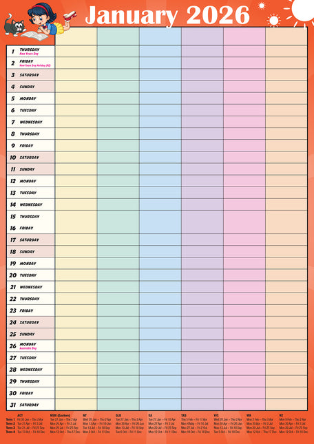 Family Organiser 2026 Rectangle Wall Calendar