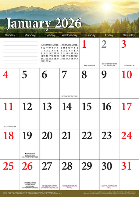 Big Grid 2026 Rectangle Wall Calendar