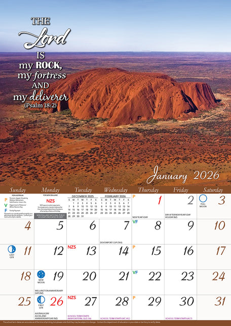 Psalms 2026 Rectangle Wall Calendar