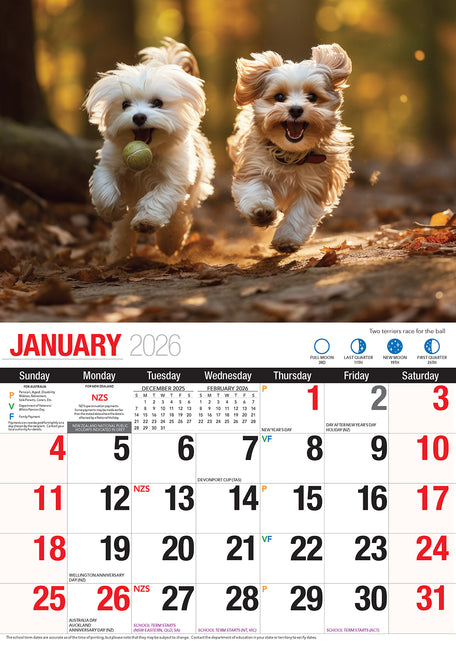 Adorable Dogs 2026 Rectangle Wall Calendar