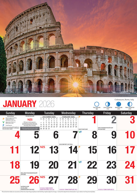 Destinations 2026 Rectangle Wall Calendar