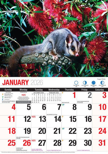 Australian Wildlife 2026 Rectangle Wall Calendar