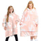 OverSized Soft Pullover Plain Hoodie Warm Fleece Blanket Plush Winter Sweatshirt - Pink Tie-Dye