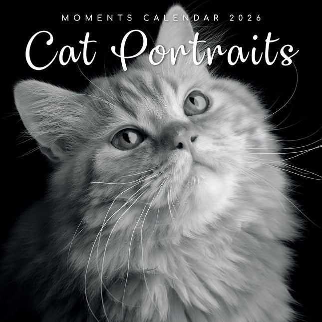Cat Portraits - 2026 Square Wall Calendar 16 Months Black & White Planner Gift