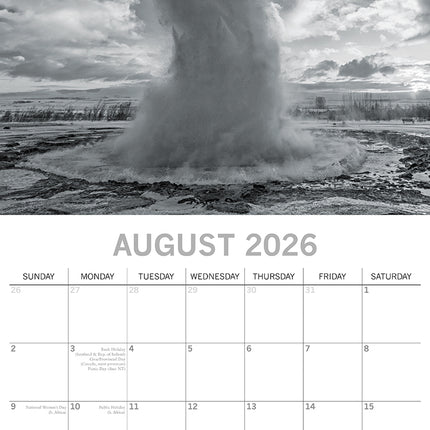 Forces of Nature - 2026 Square Wall Calendar 16 Month Black & White Planner Gift