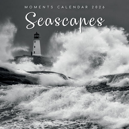 Seascapes 2026 Square Wall Calendar 16 Month Black & White Planner New Year Gift