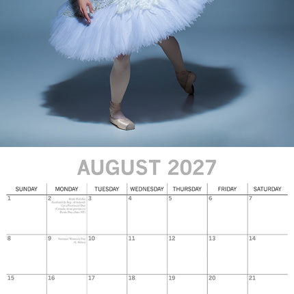 Ballet 2027 Premium Square Wall Calendar August sample page