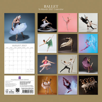 Ballet 2027 Premium Square Wall Calendar back cover