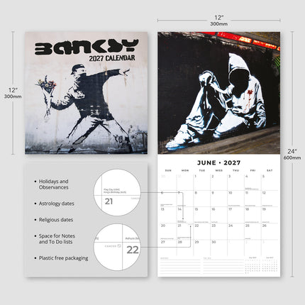Banksy 2027 square wall calendar - product specifications