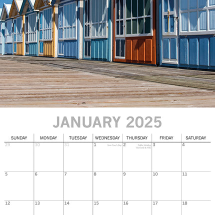 Beach Houses - 2025 Square Wall Calendar 16 Months New Year Premium Planner Gift