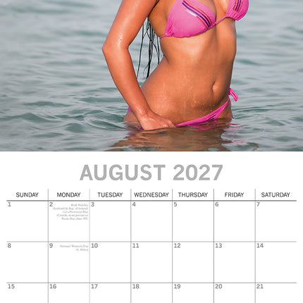 Beach Babes 2027 Premium Square Wall Calendar August sample page