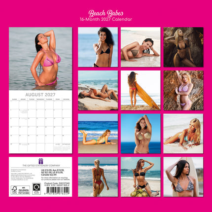 Beach Babes 2027 Premium Square Wall Calendar back cover