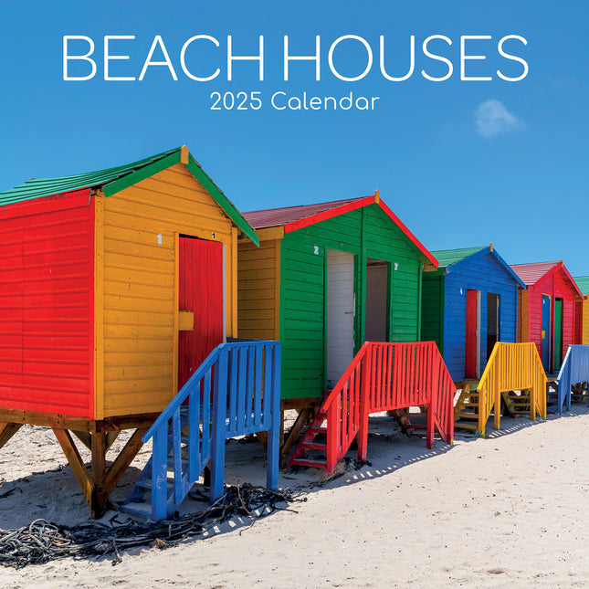 Beach Houses - 2025 Square Wall Calendar 16 Months New Year Premium Planner Gift