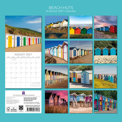Beach Huts 2027 Premium Square Wall Calendar back cover