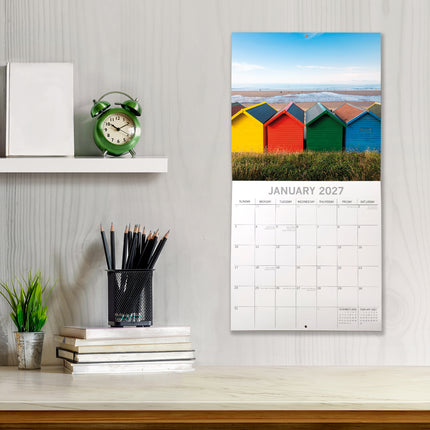 Beach Huts 2027 Premium Square Wall Calendar lifestyle image