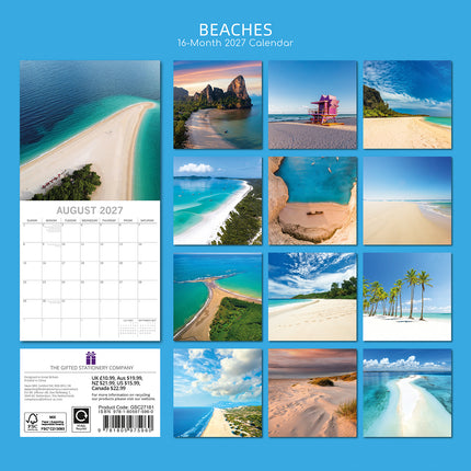 Beaches 2027 Premium Square Wall Calendar back cover