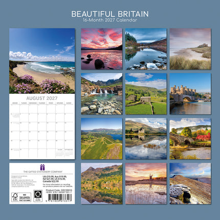 Beautiful Britain 2027 Premium Square Wall Calendar back cover