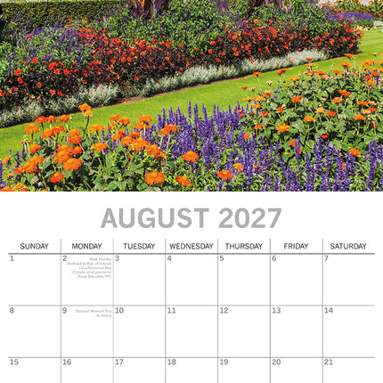 Beautiful Gardens 2027 Premium Square Wall Calendar August sample page
