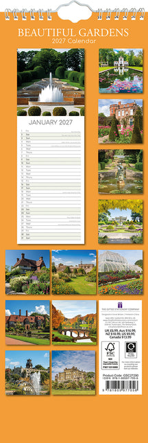 Beautiful Gardens 2027 Premium Slim Wall Calendar back cover