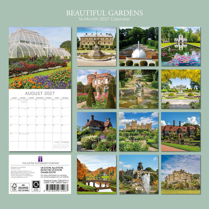 Beautiful Gardens 2027 Premium Square Wall Calendar back cover