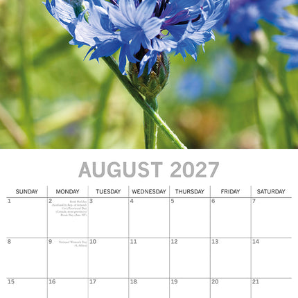 Beauty of Flowers 2027 Premium Square Wall Calendar August sample page