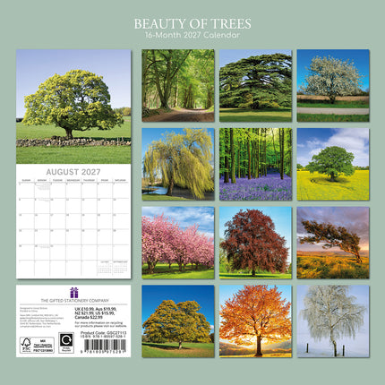 Beauty of Trees 2027 Premium Square Wall Calendar back cover