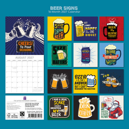 Beer Signs 2027 Premium Square Wall Calendar back cover