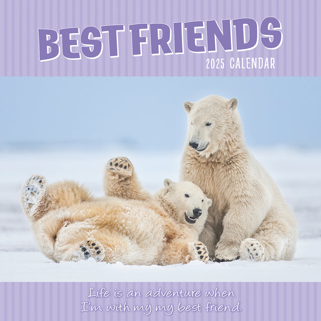 Best Friends - 2025 Square Wall Calendar Pets Animals 16 Months Premium Planner