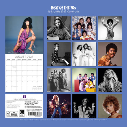 Best of the 70's 2027 Premium Square Wall Calendar back cover