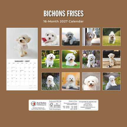 Bichons Frises 2027 square wall calendar - back cover