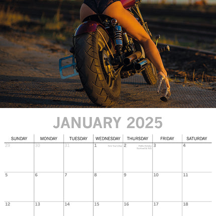 Biker Babes 2025 Square Wall Calendar 16 Months Christmas New Year Planner Gift