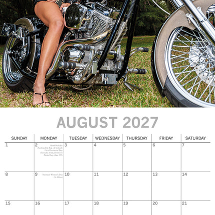 Biker Babes 2027 Premium Square Wall Calendar August sample page