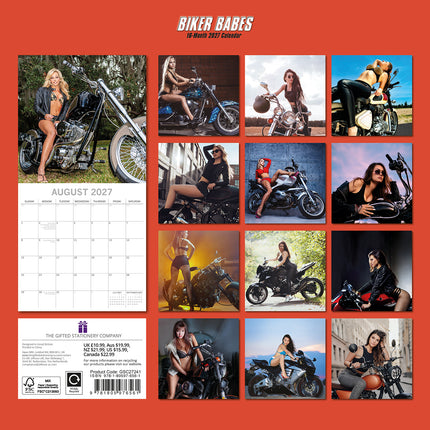 Biker Babes 2027 Premium Square Wall Calendar back cover