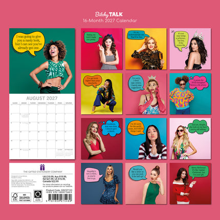 Bitchy Talk 2027 Premium Square Wall Calendar back cover