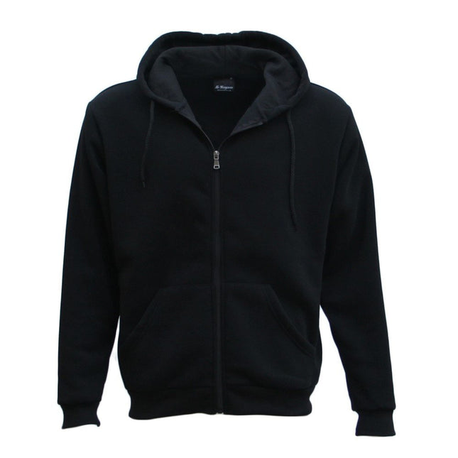 Adult Unisex Zip Plain Fleece Hoodie Hooded Jacket Mens Sweatshirt Jumper - Black