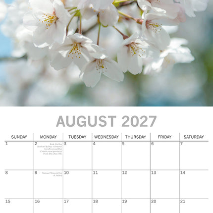 Blossoms 2027 Premium Square Wall Calendar August sample page