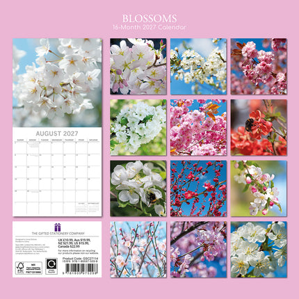 Blossoms 2027 Premium Square Wall Calendar back cover